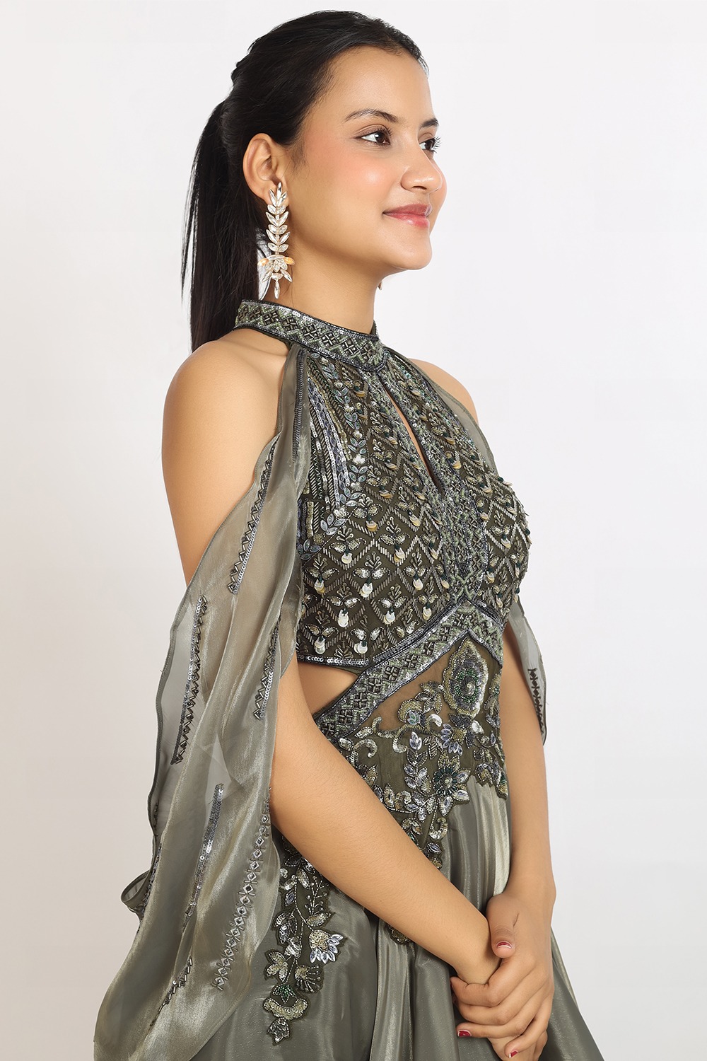 grey indo western dress Buy Jacket & Dhoti Style Dress in USA, UK