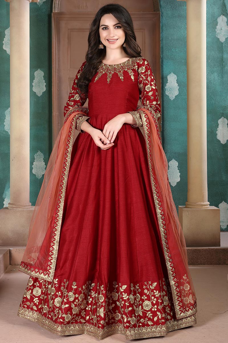 Deep neck anarkali suits online