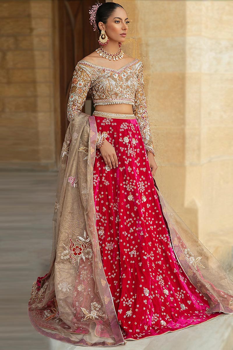 Dark pink wedding lehenga sale