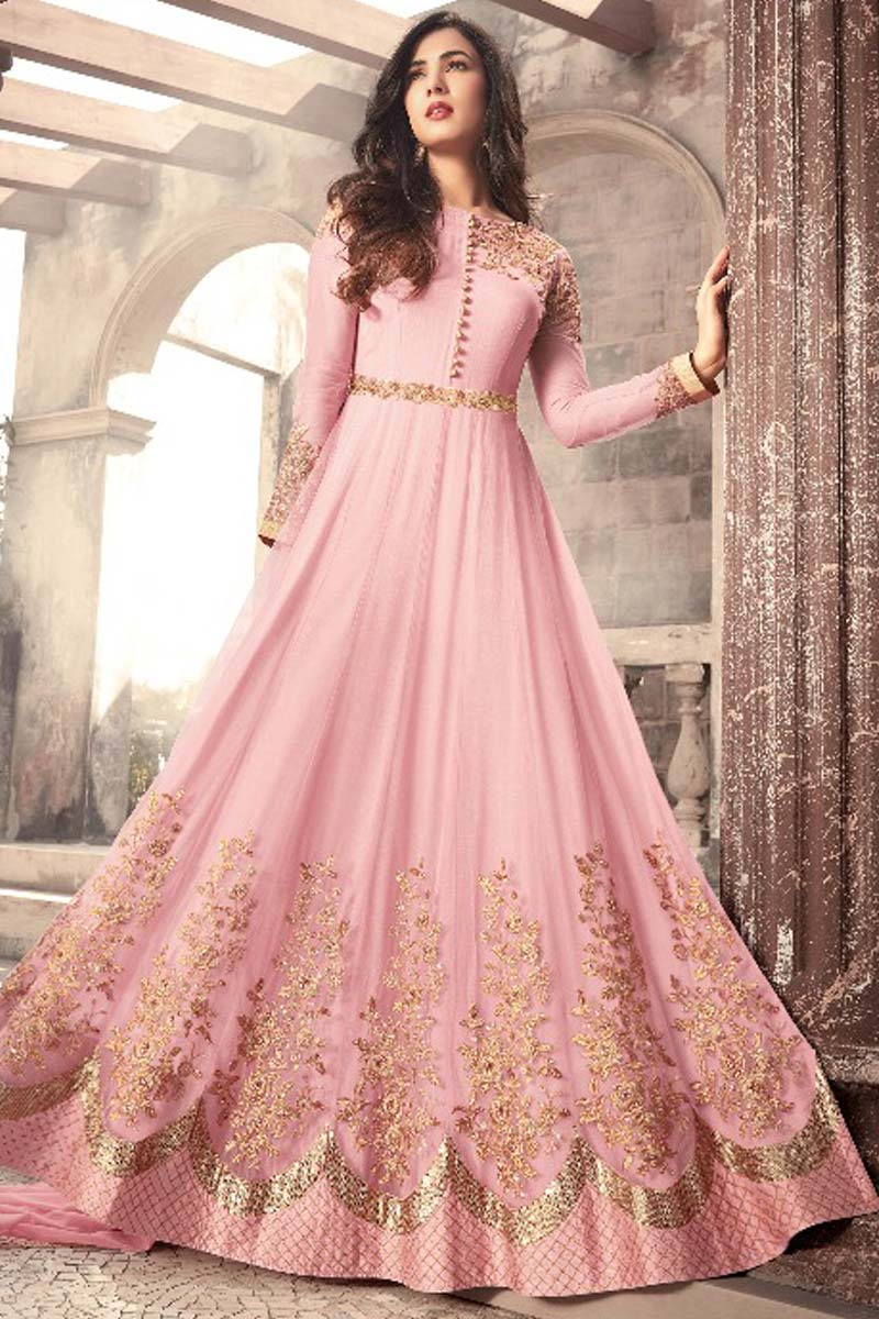 Buy Suit Cotton Lemonade Pink Anarkali Suit LSTV0004