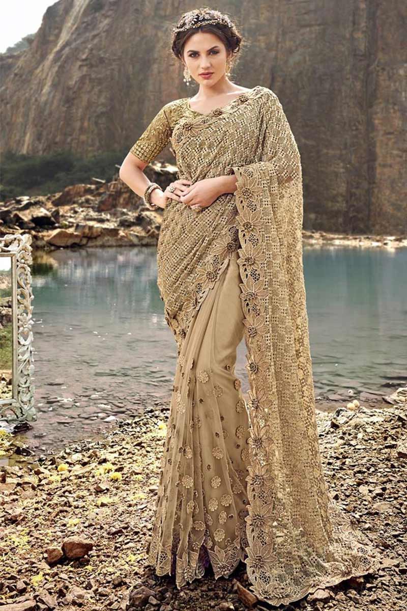 beige colour saree blouse