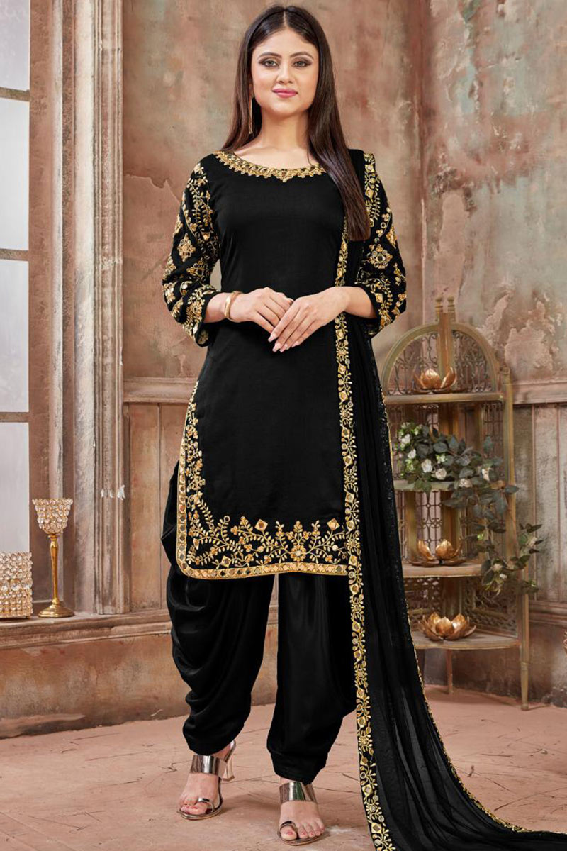 Black Punjabi Patiala suit
