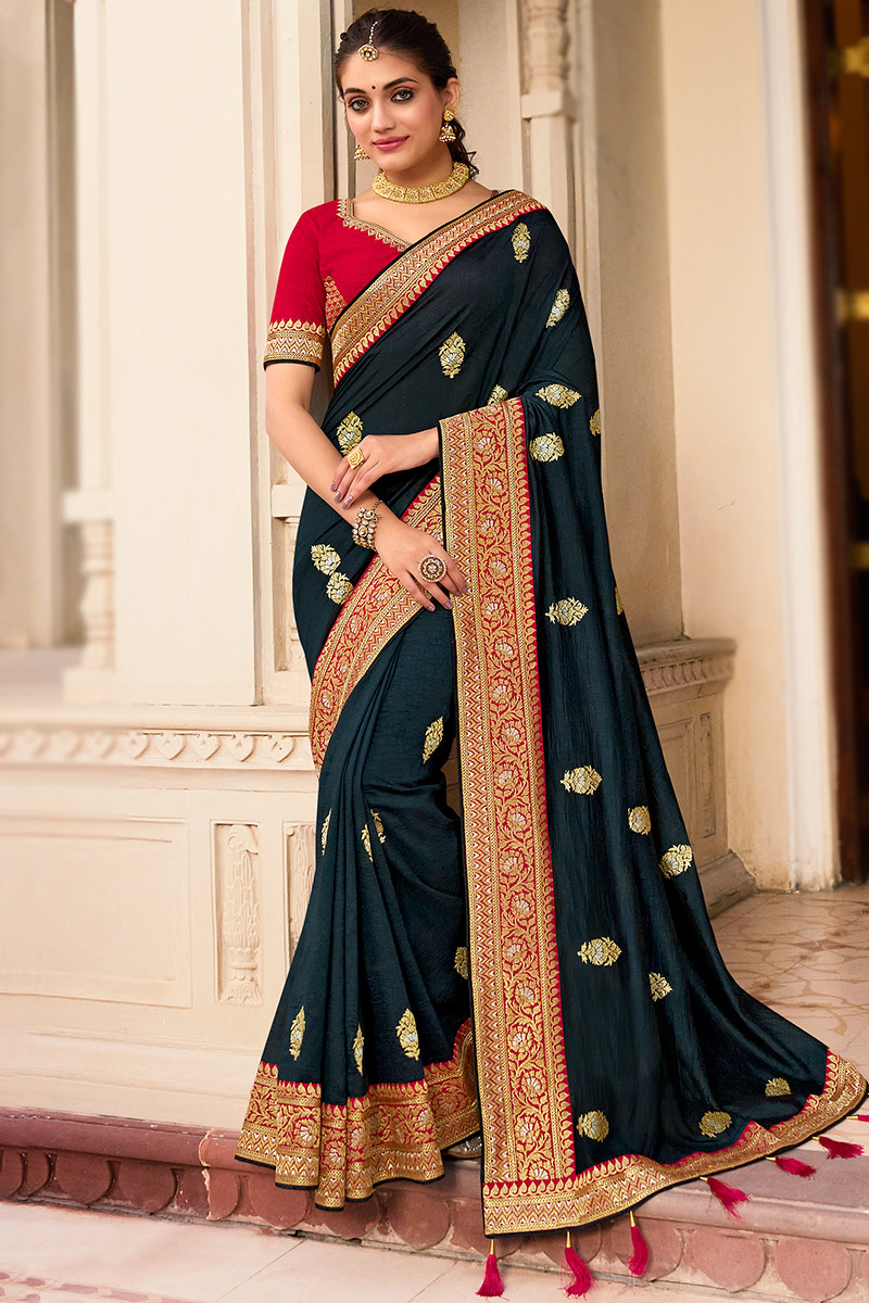 Black colour wedding saree best sale