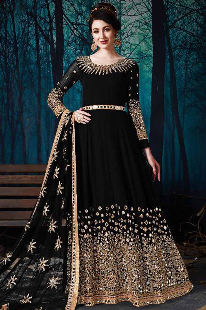 Black gown with golden work hotsell