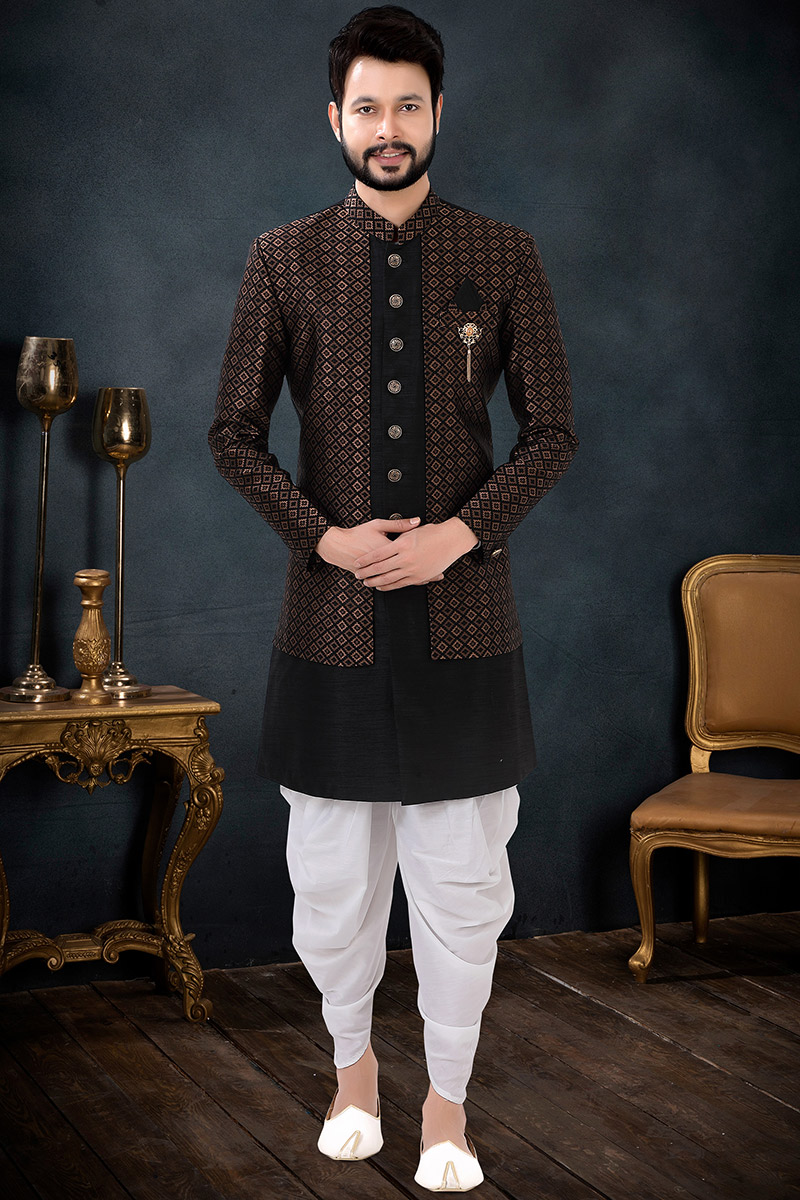 Latest Woven Black Men Sherwani MSTV01841