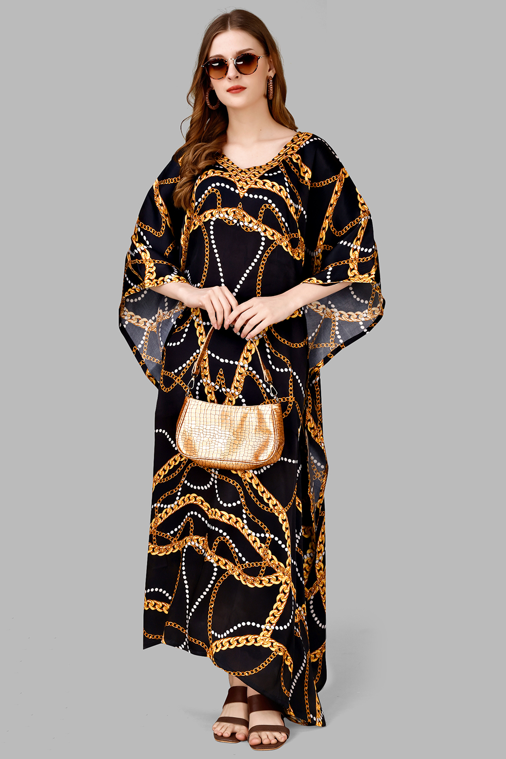 MODAL SATIN ETHNIC PRINT DRESS 大型 NEW ETHNIC Seidea Print Design