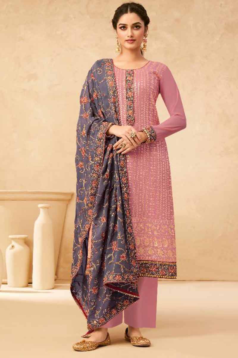 blush trouser suit