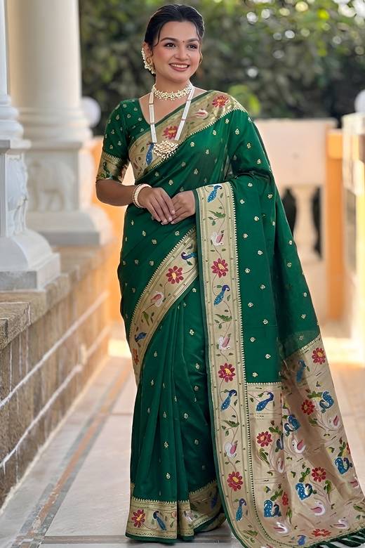 Buy Paithani Green Indian Dresses Online for Women in USA