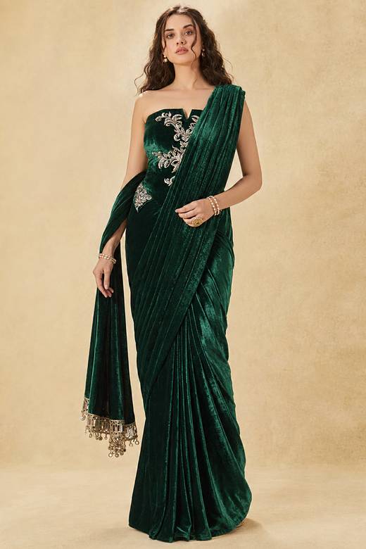 green saree dress Buy Sleeveless Sarees Online for Women in USA CYCLE 3
