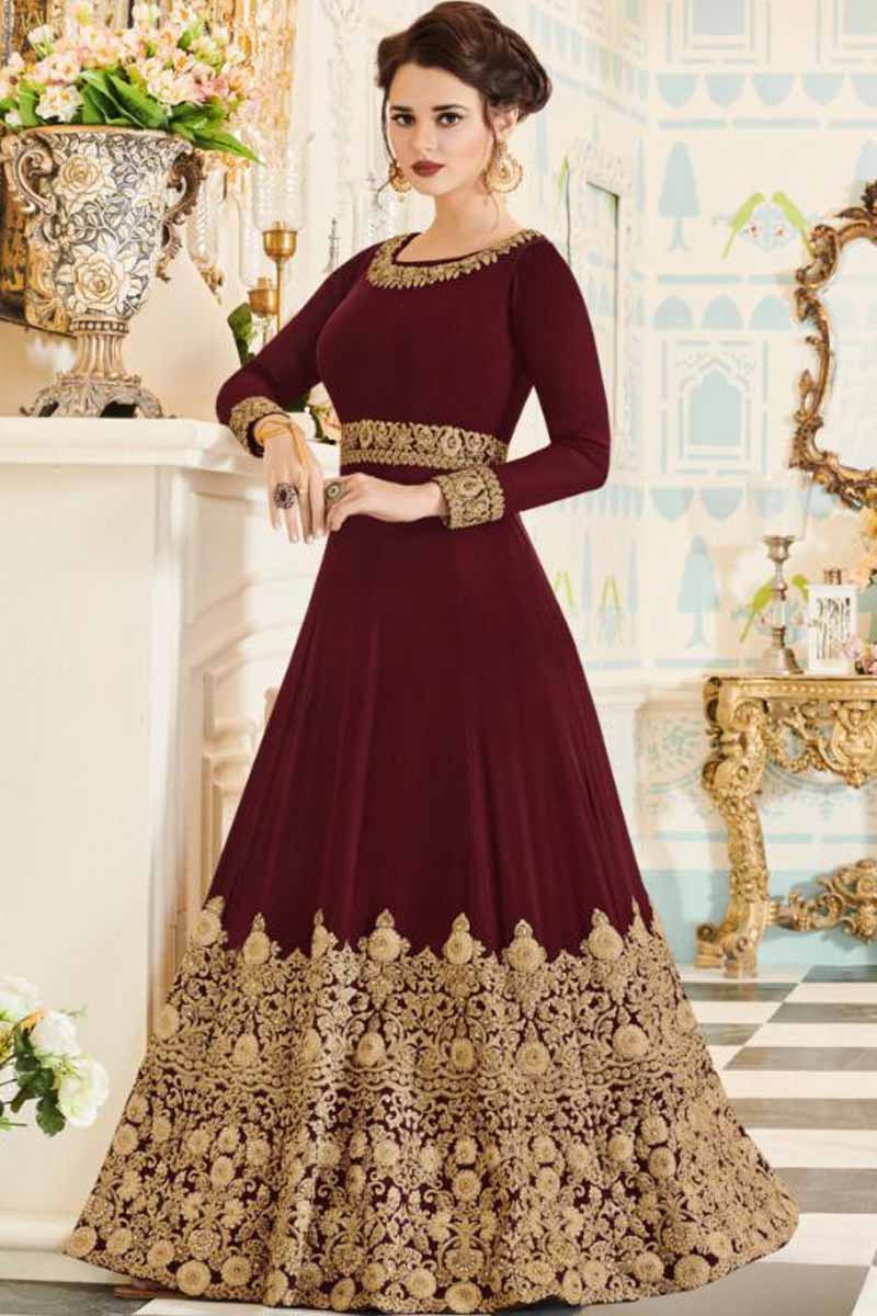 Buy Brown Georgette Anarkali Gown Online LSTV02253 Andaaz Fashion