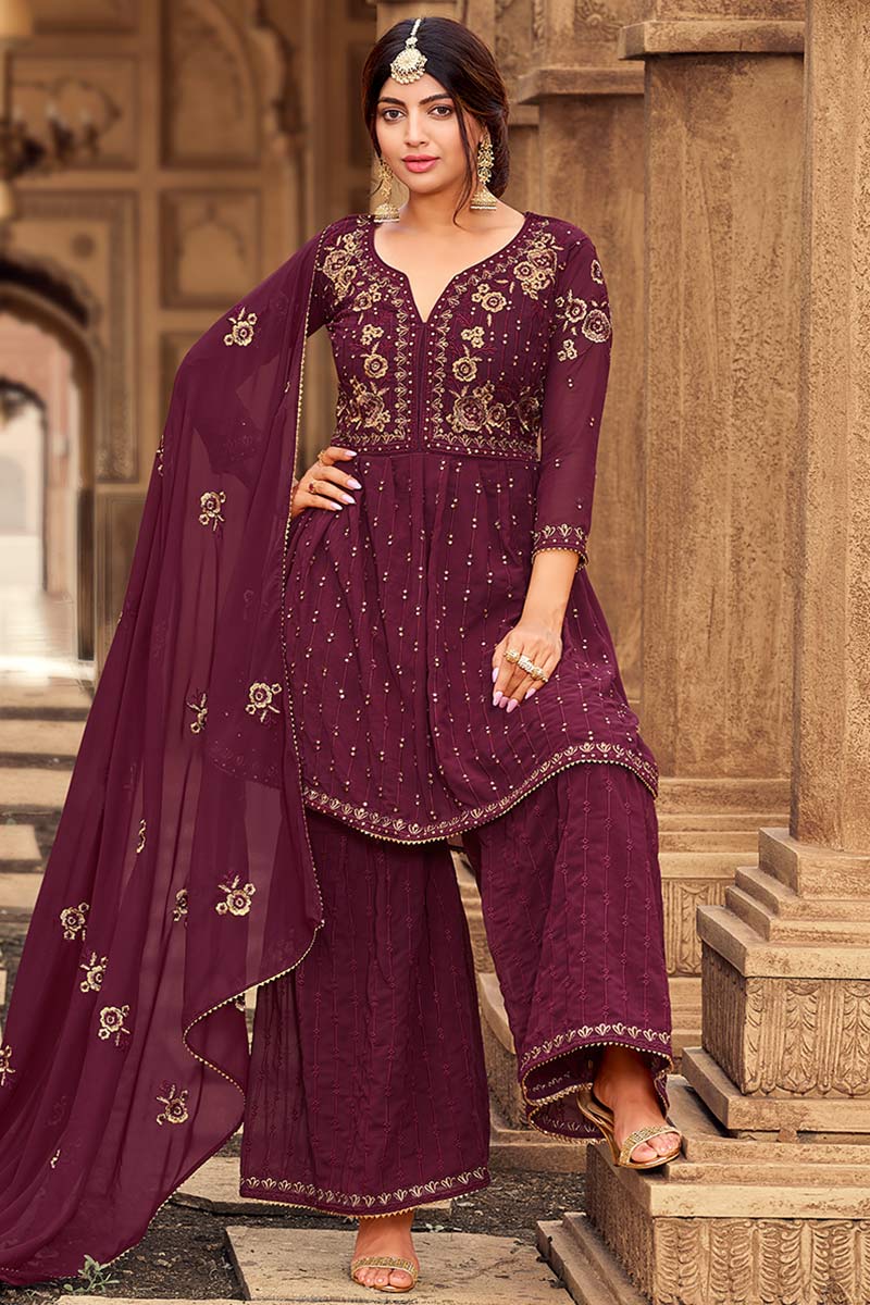 burgundy color punjabi suits