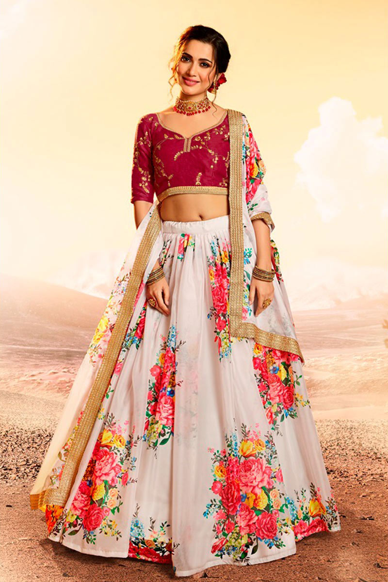 Buy Organza Indian Wear Lehenga Choli In White Color Online LLCV01911 Andaaz Fashion