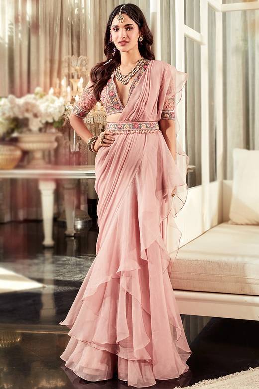 modern indian dresses Green Hand Embroidered Gown: Premium Dress by Raas Enya Tan Mini Dress offers hand Bridal Trends Latest Indian Wedding