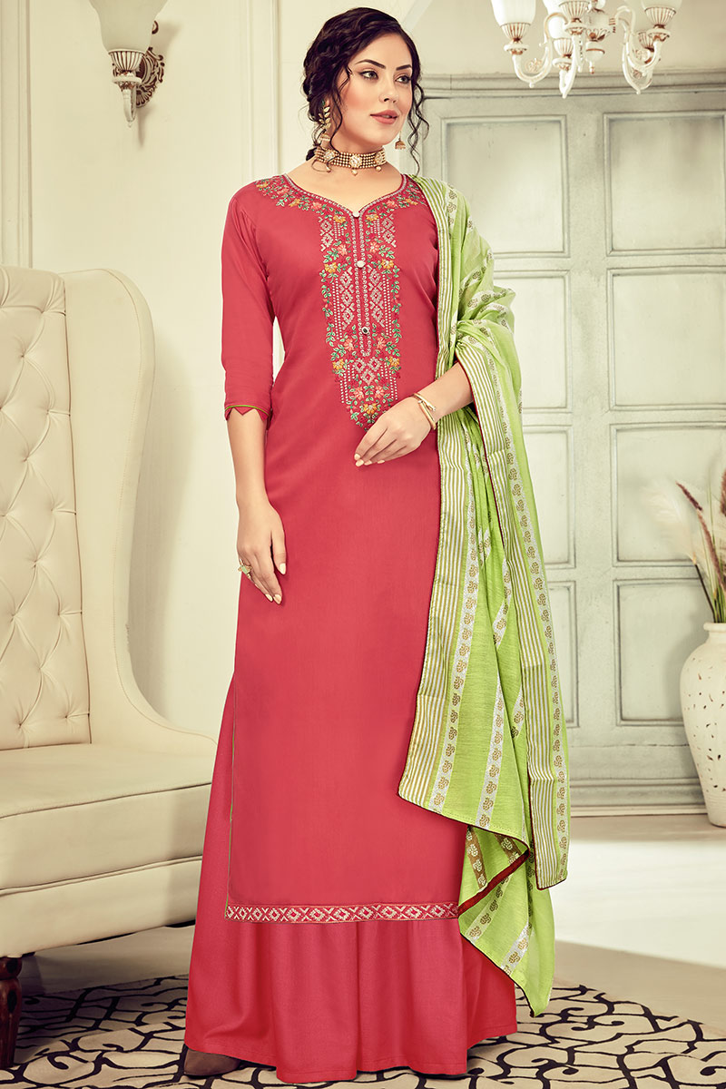 Andaaz Fashion Cotton Palazzo Suits Buy Cotton Carrot Pink Indian