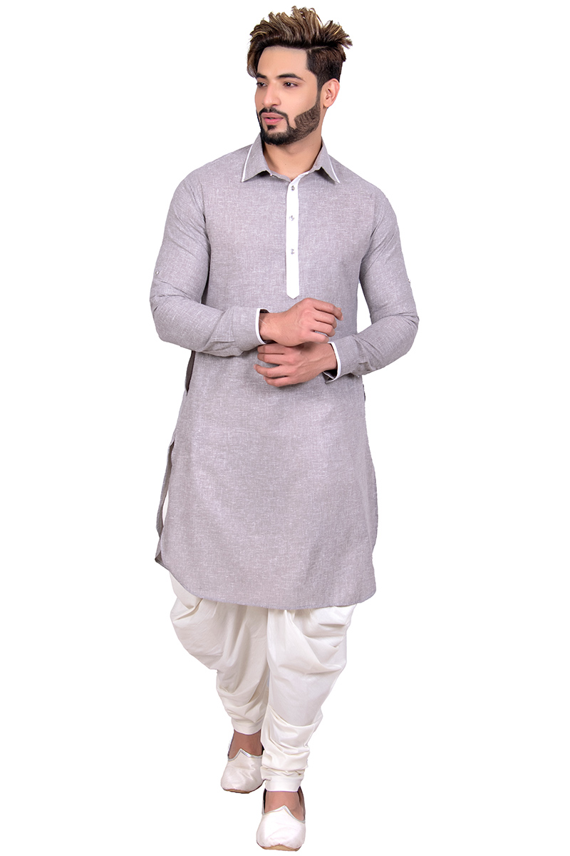 Buy Cotton Lavender Purple Readymade Men's Dhoti Kurta Online