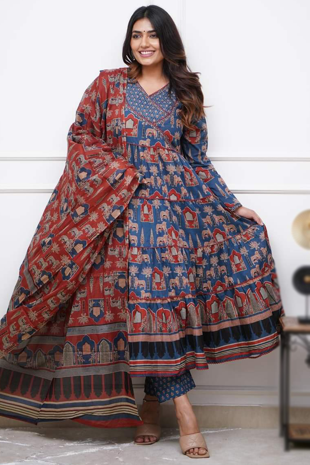 Cotton printed frock suit hotsell