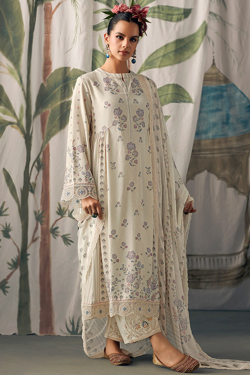 White cotton palazzo suit hotsell