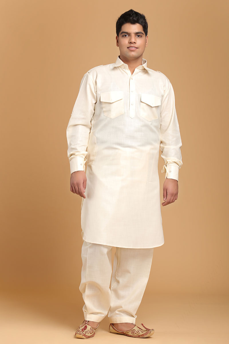 Men Cream Color Pathani Dress - 5093