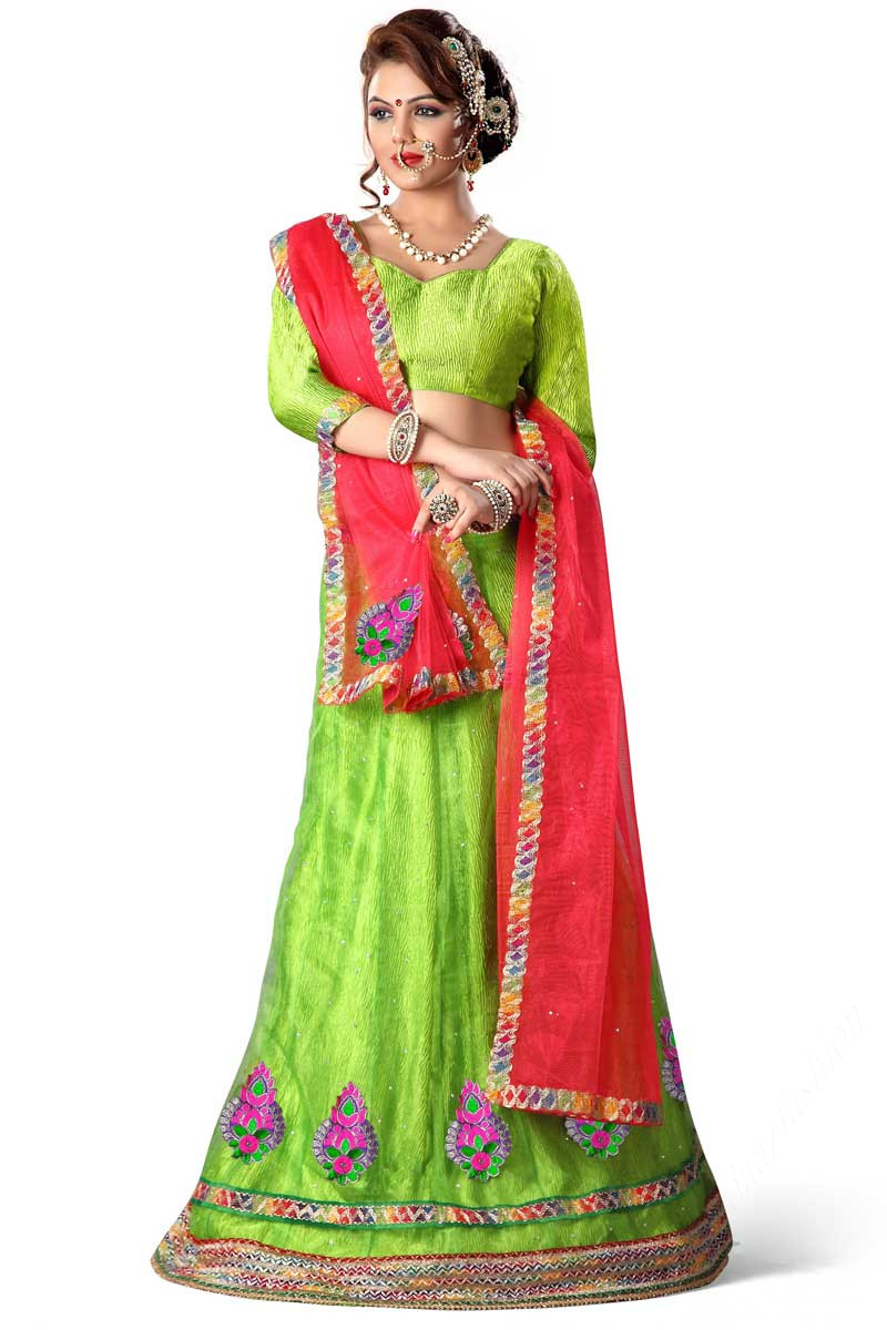 Buy Parrot Green Lehenga Choli Sets for Women by Miracolos By Ruchi Online  | Ajio.com