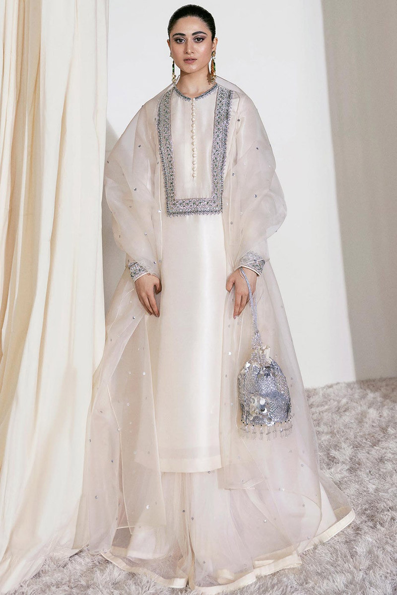 Modest Wear White Sharara Suit with ...