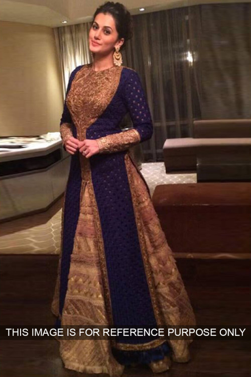 Bollywood Taapsee pannu blue and beige Silk Gown