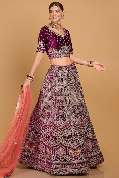 Buy Purple Party Wear Velvet Pakistani Wedding Clothing Online for Women in  USA