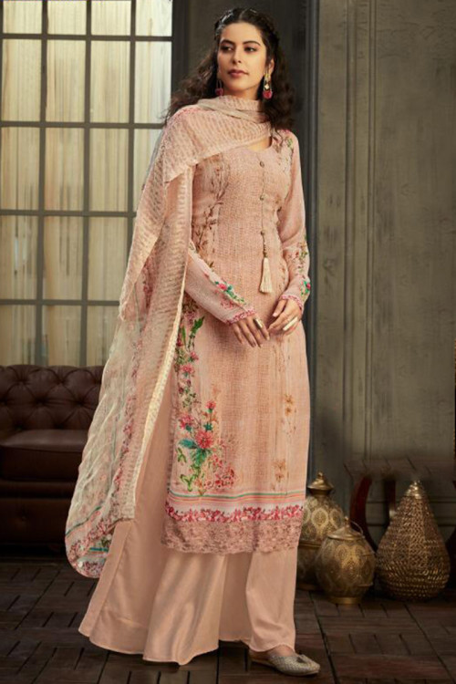 Buy Palazzo Pant Peach Salwar Kameez Online for Women in USA