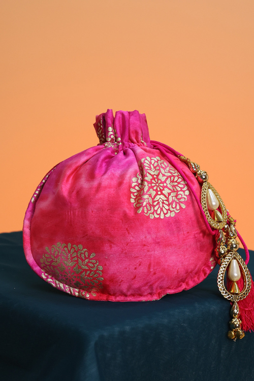 Tie-Dye Printed Pink Potli
