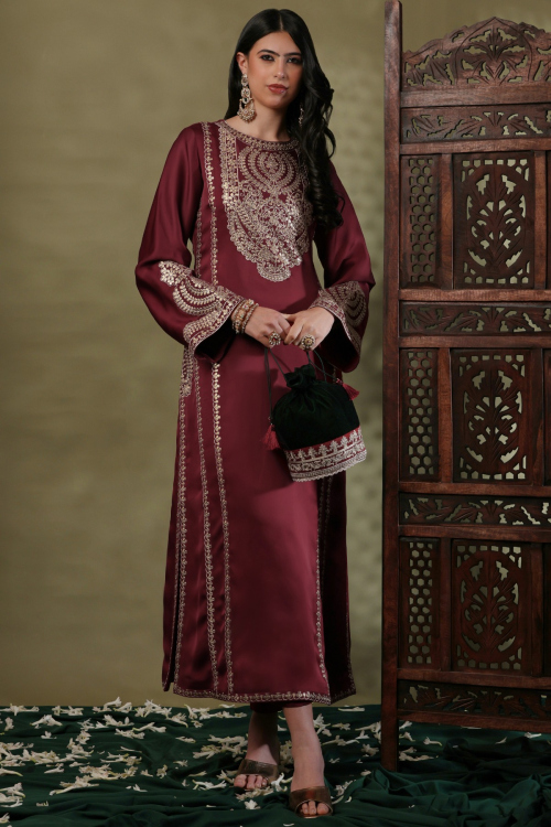 white christmas dresses Rose Red Embroidered Pakistani Frock Dupatta Party Dress – Nameera by Farooq