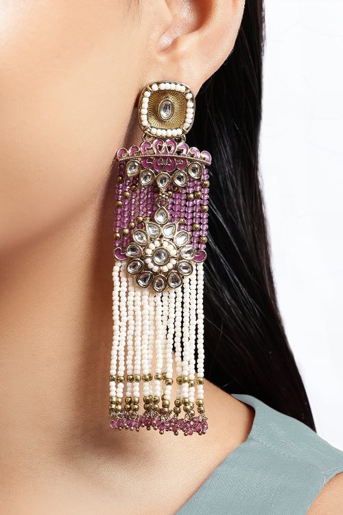 Mauve Taupe Pearl Earrings For Weddings