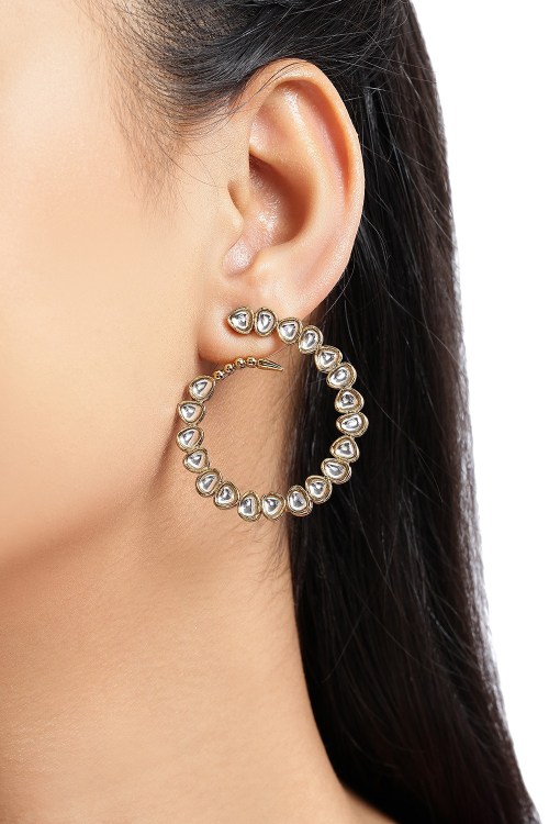 Gold Modern Stone Earrings For Festival