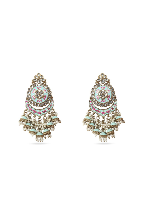 Seafoam Green Gold-Plated Beaded Dangle Earrings