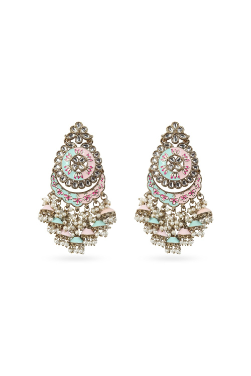 Multi Color Gold-Plated Beaded Dangle Earrings