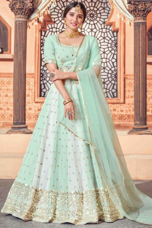 White and silver sales lehenga online