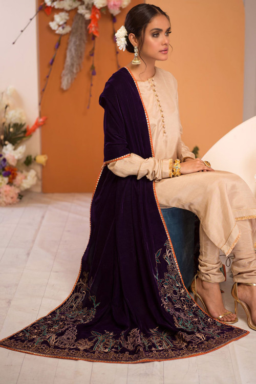 Churidar Suit in Light Beige Art Silk for Wedding Wear