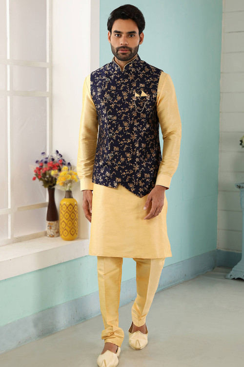 Buy Jacket Style Orange Engagement Punjabi Wedding Clothing Online