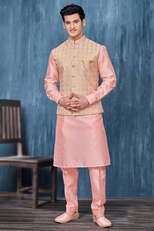 Buy Jacket Style Pink Engagement Indian Dresses Online for Men in Malaysia