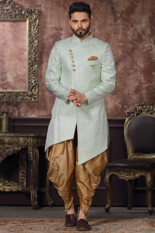 Art Silk Mint Green Men's Sherwani