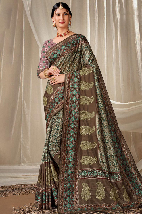 Art Silk Multi Color Printed Casual Wear Saree
