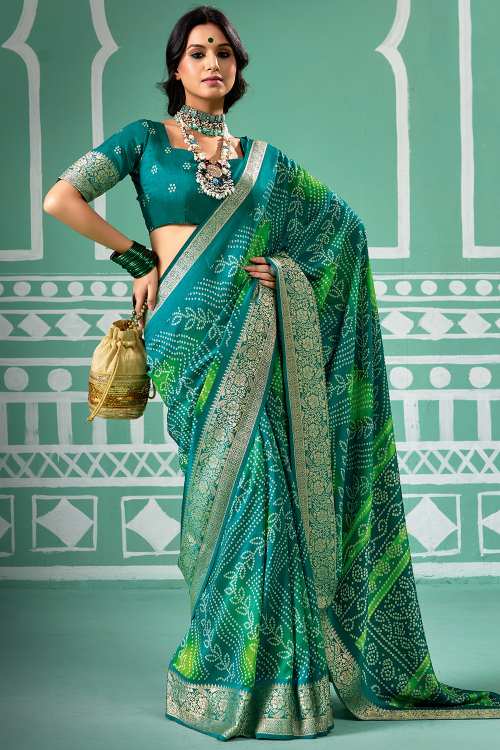 Art Silk Woven Zari Teal Blue Saree For Festival