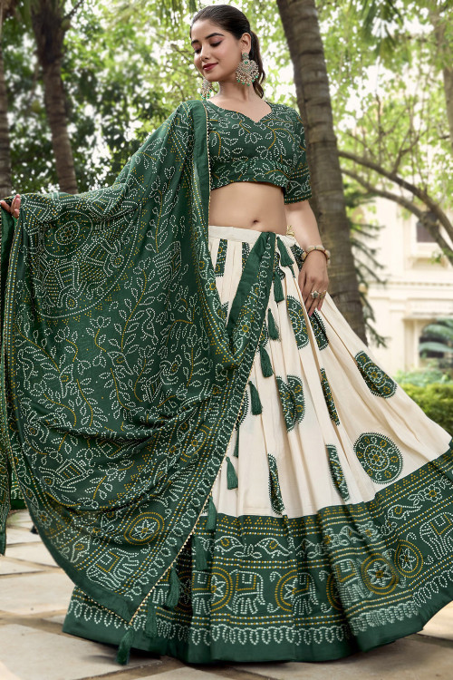 Bandhej chaniya choli top