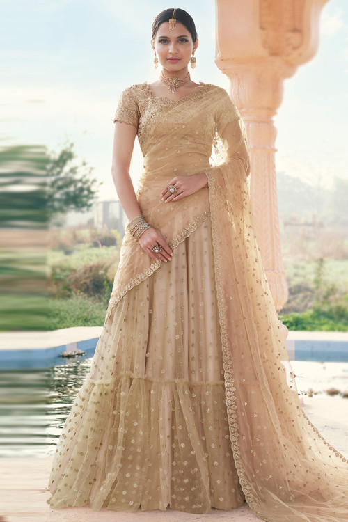 Buy 36 S Size Beige Lehenga Style Sarees Wedding Dresses Online for Women in UK