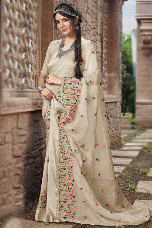 Beige color bridal best sale saree
