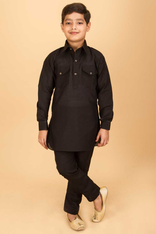 Boy’s Black Pathani Kurta Pajama suit