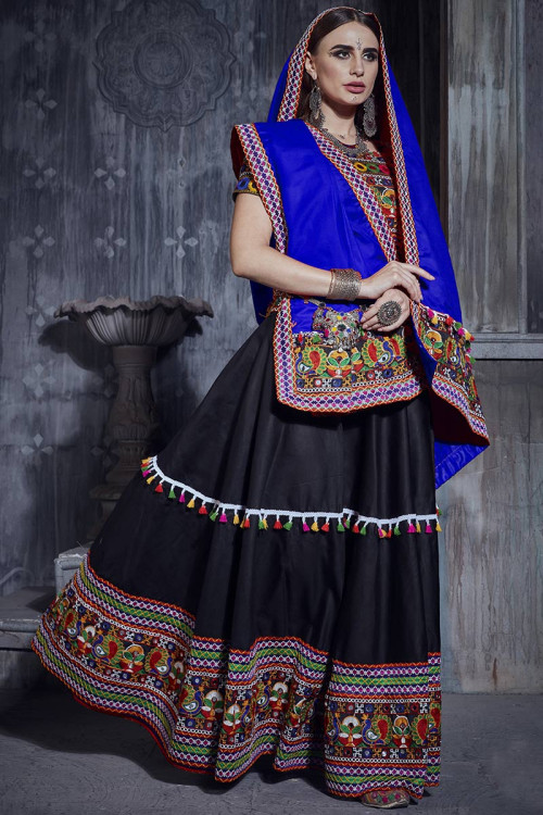 Art Silk Black Sangeet Lehenga with Lace embroidery