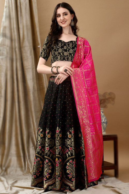 Black and pink lehenga choli clearance