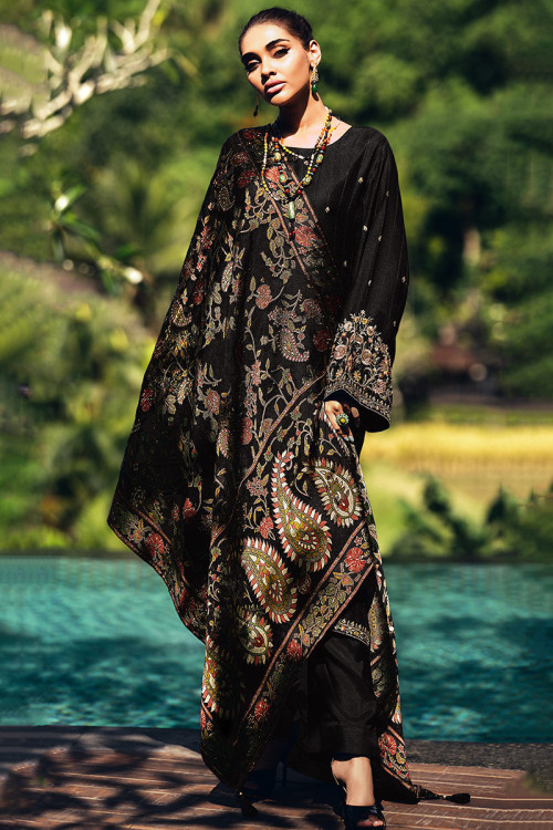 Buy Black Chiffon Full Sleeve Indian Plus Size Dresses Online for Women in USA