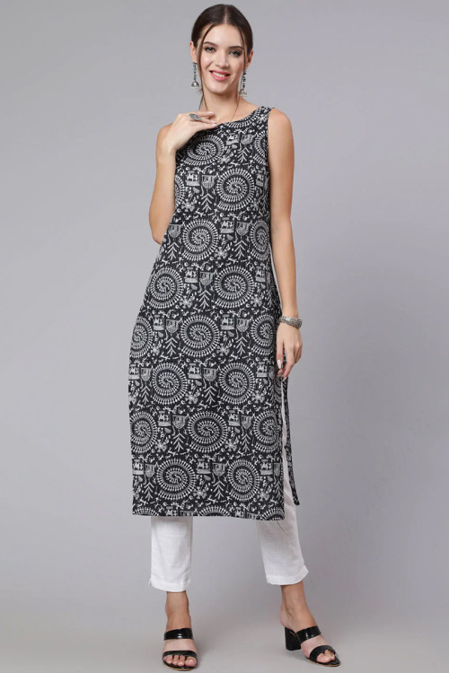 Black and white kurtis cheap