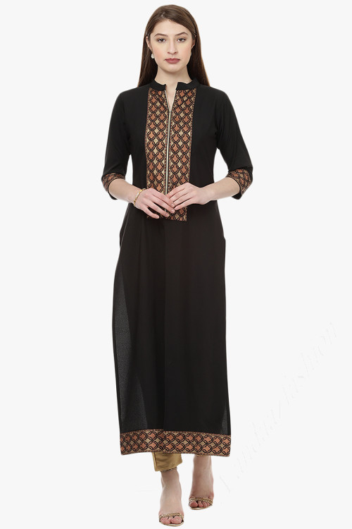 Plain black kurtis online outlet