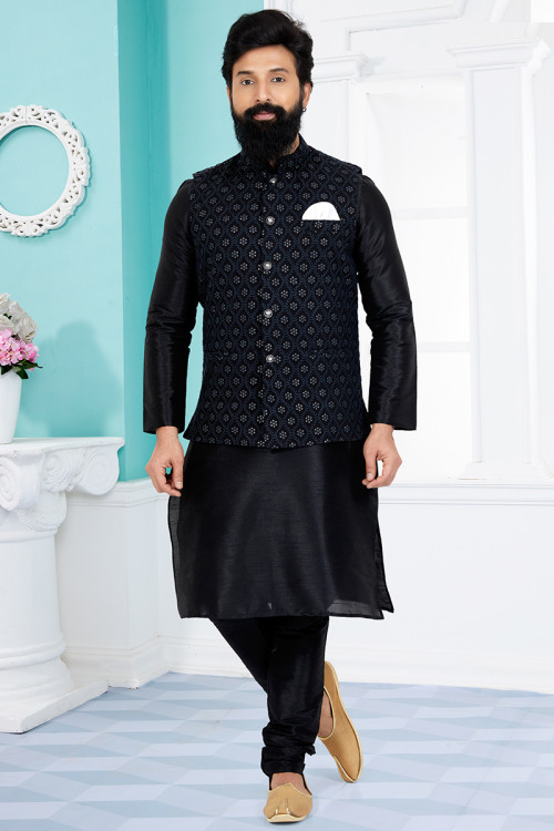 Black kurta pajama punjabi style for girl sales